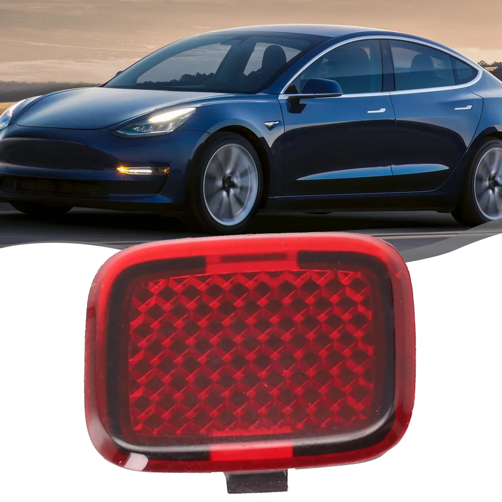 Migliora la visibilità notturna luce della porta della lampada del riflettore anteriore per Tesla Model 3 2017 2022, Design riflettente rosso