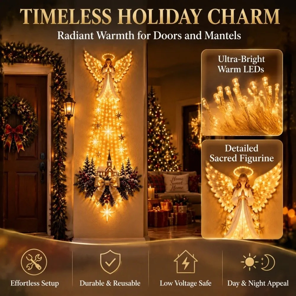 Wall Mounted Lighted Wall Decoration Snow Trail Shape Christmas Theme Style Light-emitting Birth Scene Wall Decoration