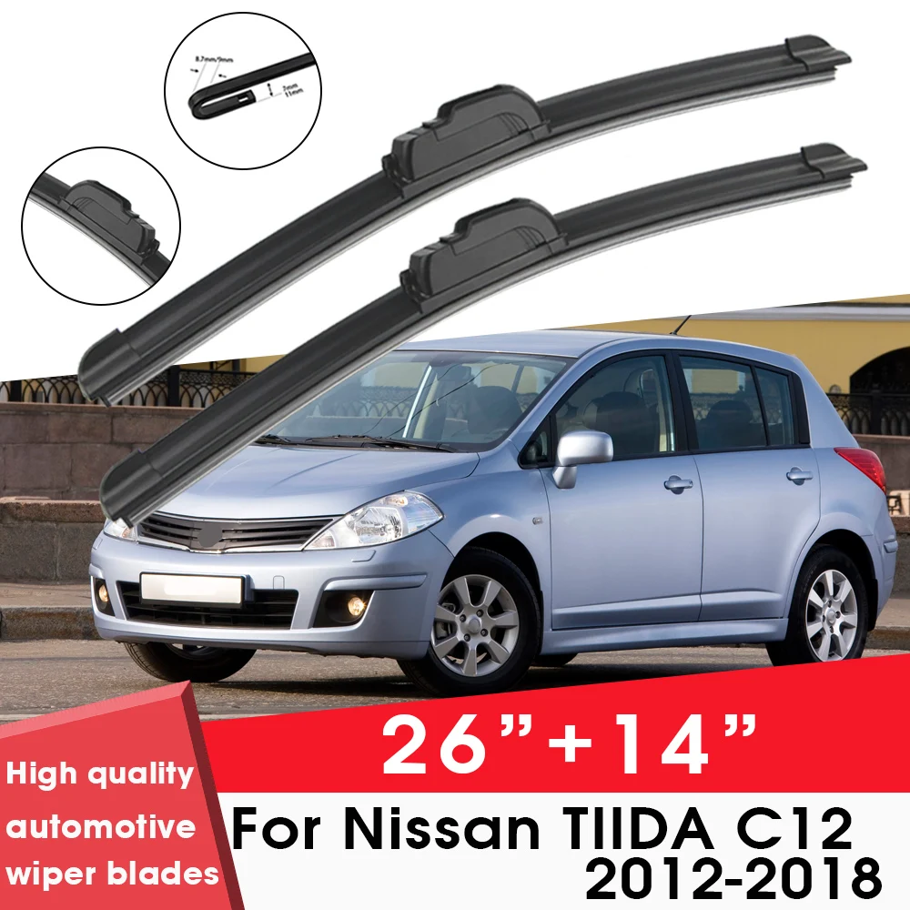 

Car Wiper Blade Blades For Nissan TIIDA C12 2012-2018 26"+14" Windshield Windscreen Clean Rubber Silicon Cars Wipers Accessories