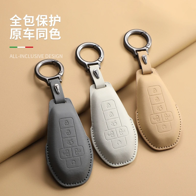 

For DENZA N7 N8 2022-2024 D9 DM-i PU Leather Key Case Cover Remote Protective Shell Bag Car Interior Modified Accessories