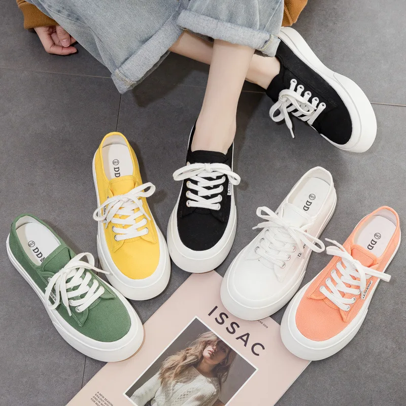 Summer Thin Large Toe Canvas Shoes for Women\'s Shoes 2023 New Spring and Autumn Cloth Shoes Square Toe Niche White Shoes