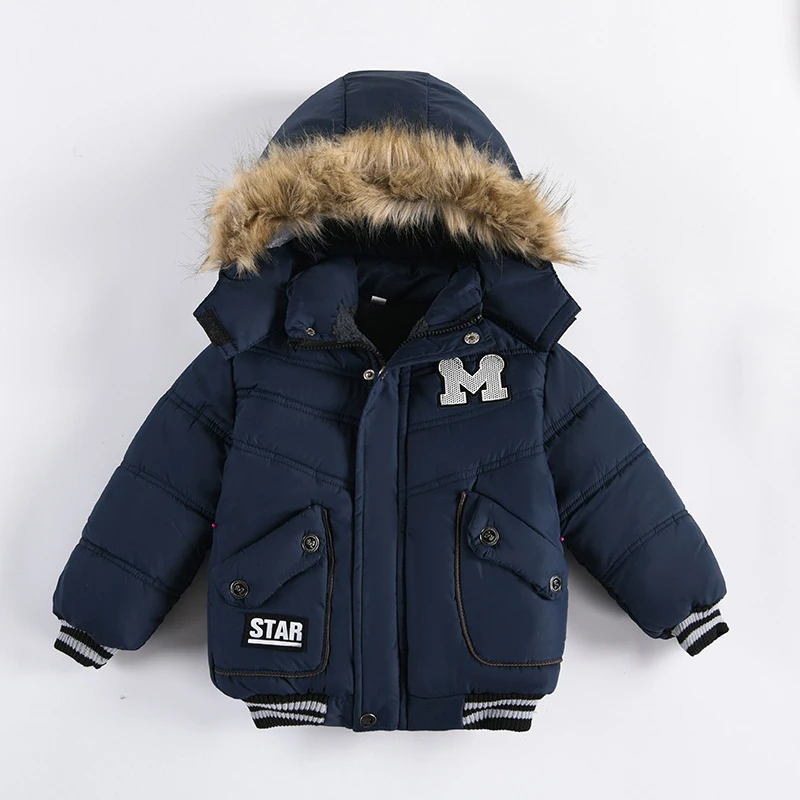 Baby Boys Winter Coat Kids Keep Warm Jacket With Detachable Hat Children Color Matching Parka Outing Service Boys Clothing