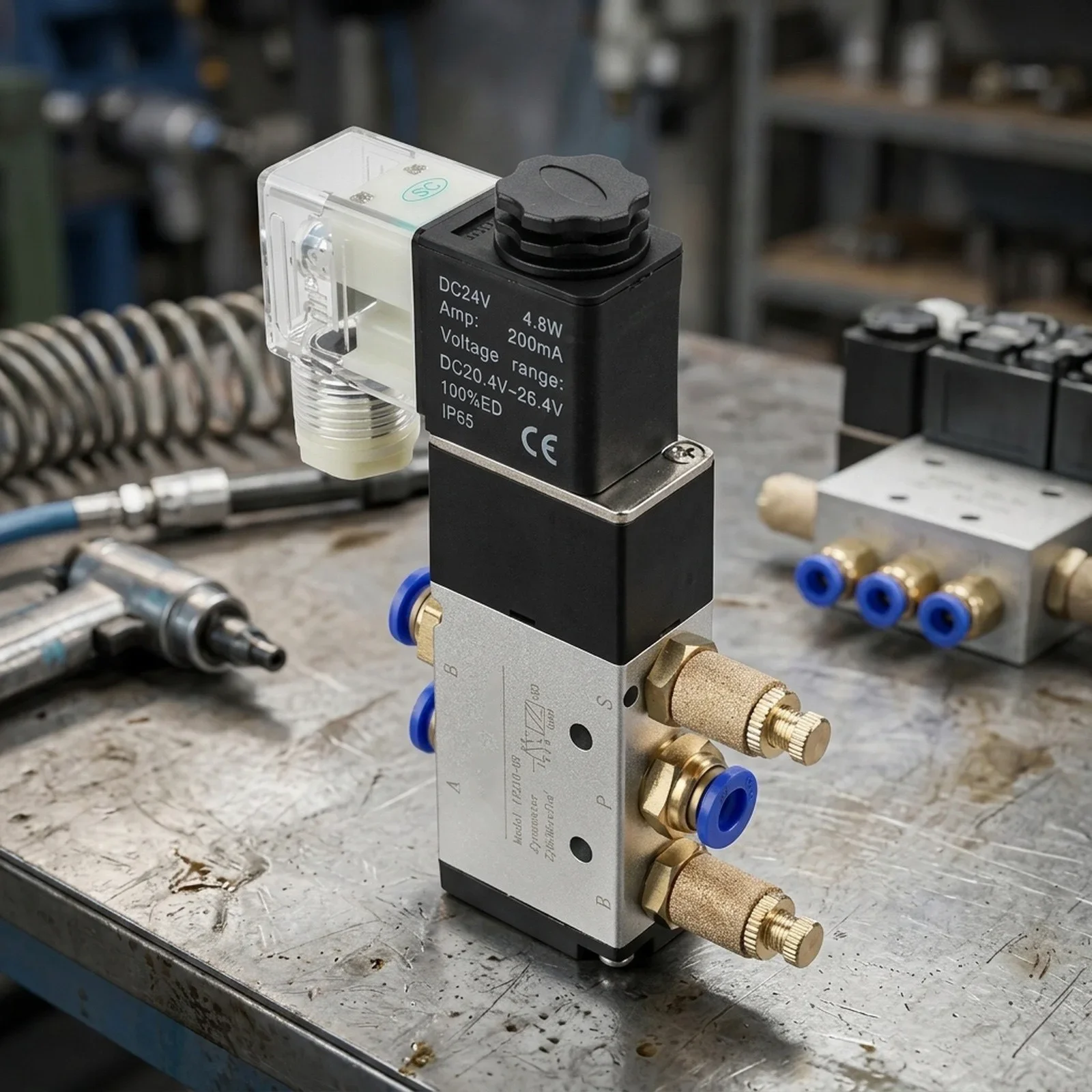Part Solenoid Valve Replacement 0.15~0.8Mpa 2 Position 29mA 5 Port BSPT Thread Control Mufflers Male Connectors
