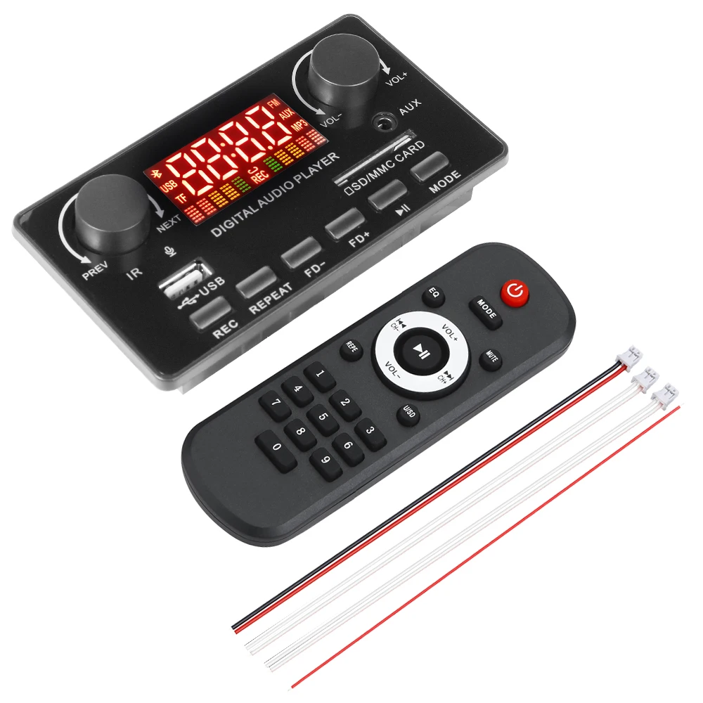 MP3 WMA ถอดรหัสบลูทูธไร้สาย 5.0 7 V-25 V ถอดรหัสรถ MP3 ผู้เล่น USB บันทึกโมดูล FM AUX วิทยุสําหรับลําโพงแฮนด์ฟรี