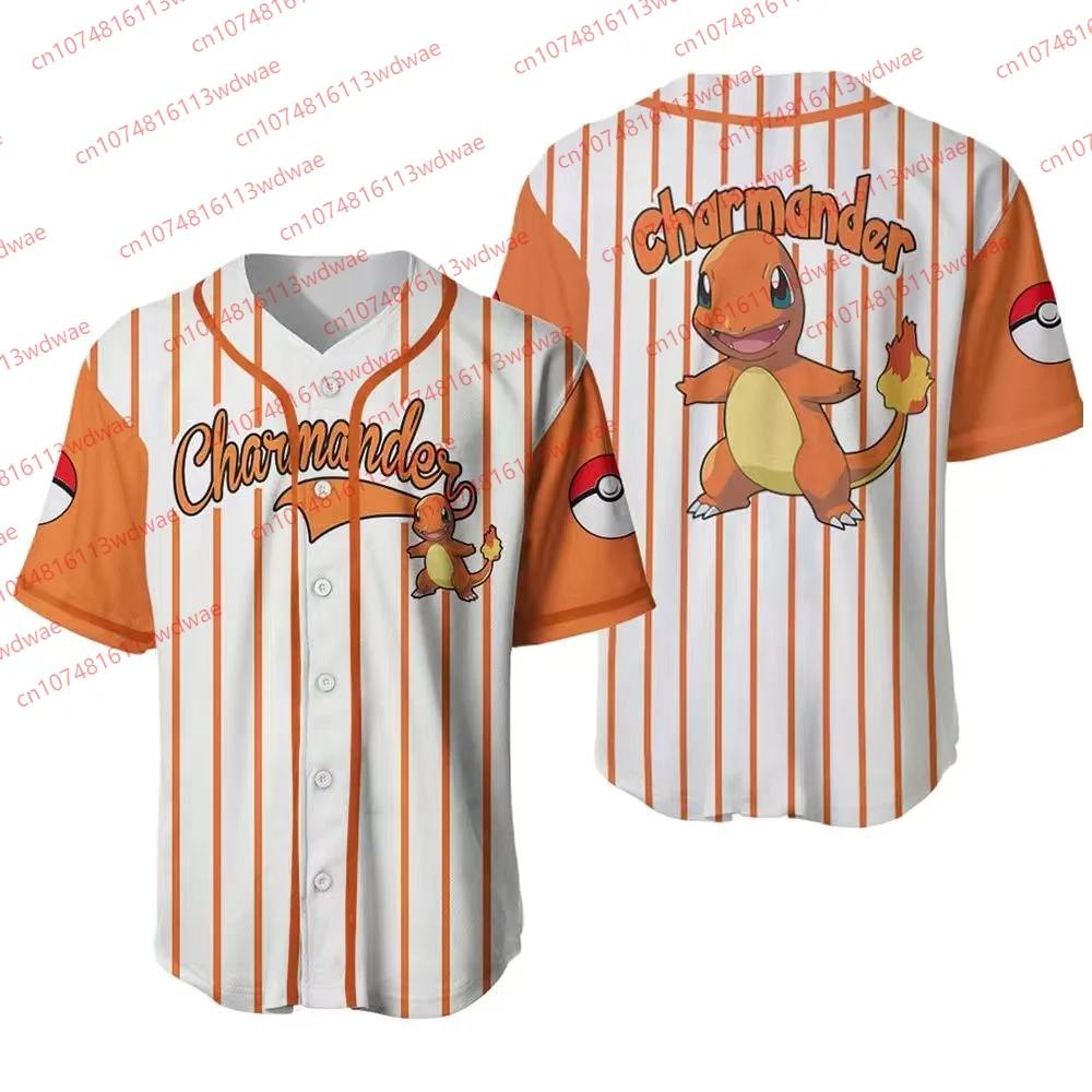 

Бейсбольная майка Pokemon Charmander, футболка для косплея в стиле аниме, уличная одежда унисекс, топ, японская классическая детская футболка в стиле аниме