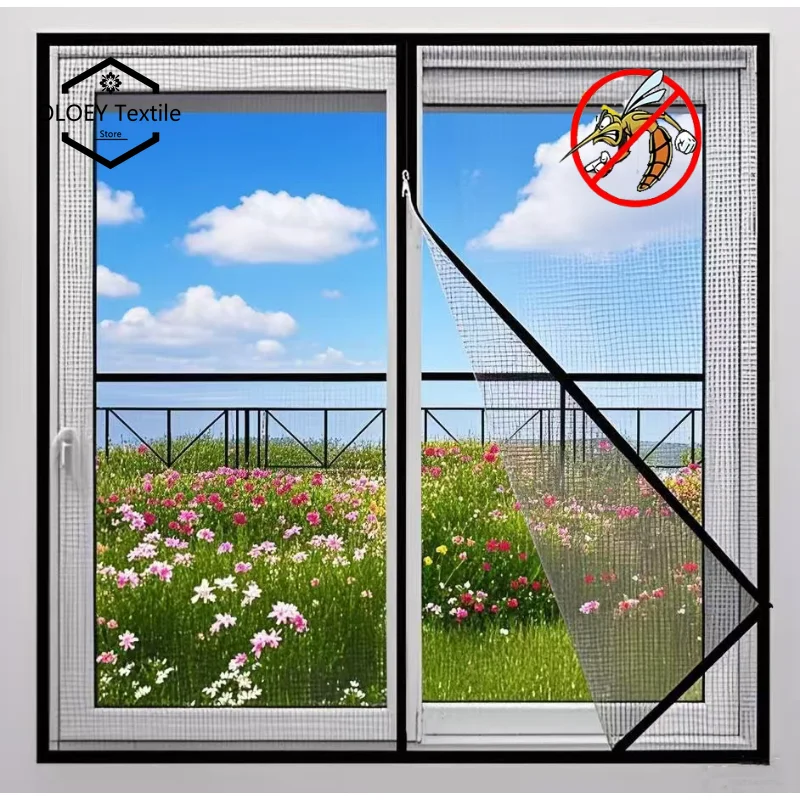 

Self Adhesive Window Screen Mosquito Proof Window, Simple Household Black Zipper Curtain, Fine Mesh Can Be Customized in Size