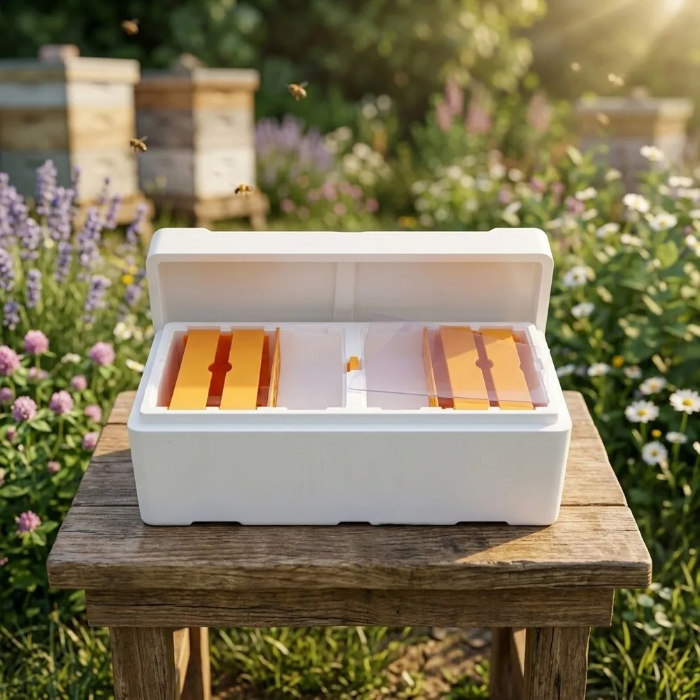 Queen Bee Cultivation Box - Thermal Insulated Foam Housing with Multi-Chamber Design for Controlled Queen Rearing and Mating