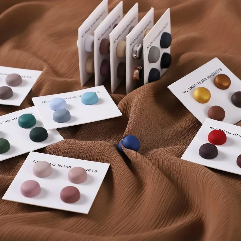 4Pcs/Card Matte Magnet Hijab Pins Brooch Headscarf Women Shawl Strong Magnetic Button Headscarf Accessories Scarf Wrap Wholesale