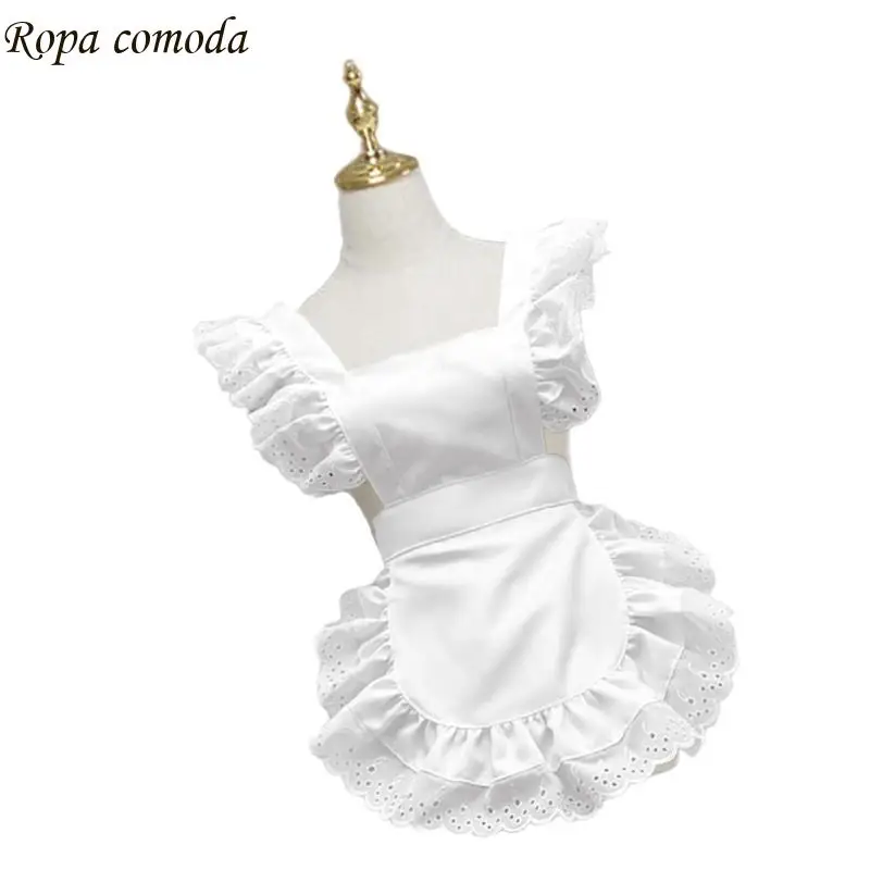 

MXMA Maid Costume Apron Ruffled Waist Apron for Women Role Play Halloween Cosplay Accessories Kitchen Cooking Baking Apron
