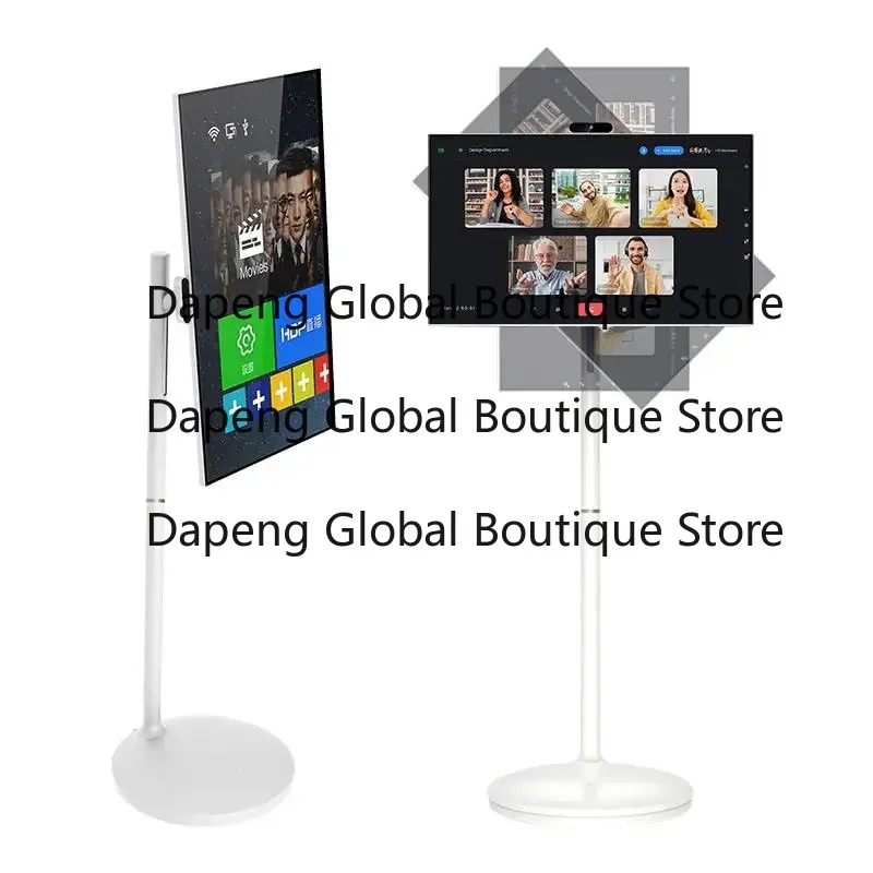 Rechargeable 27 Inch LCD New Arrival Best Price  Free Standing Mobile Display Wireless Interactive Monit-or Portab-le Sm-art Tv