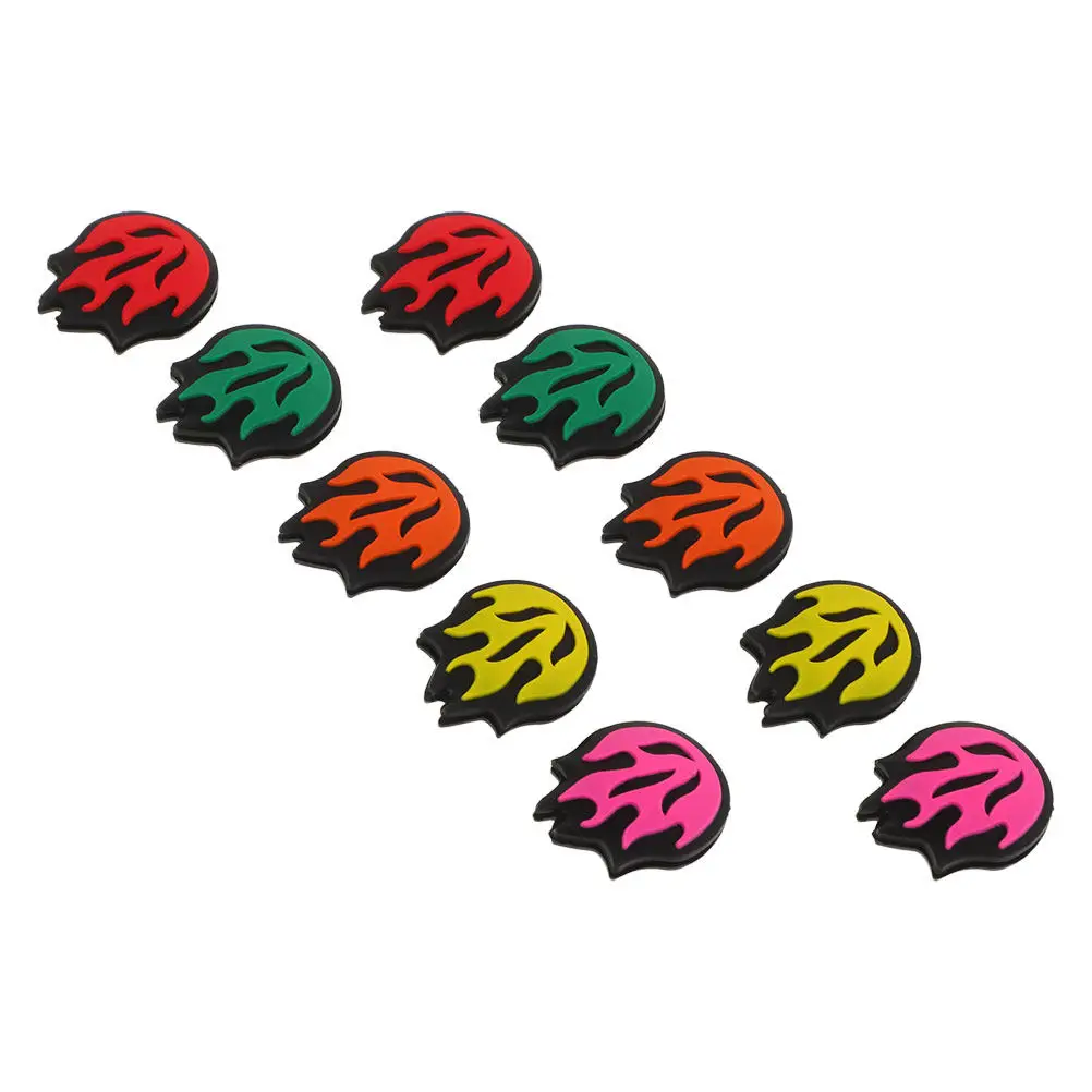 

10Pcs Silicone Tennis Dampeners with Flame Graphic Racket Vibration Reducer for Stable Swings Long Term Practice Sessions