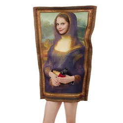 Women Funny Mona Lisa Halloween Costume Adult Famous Painting Outfits Carnival Easter Purim Fancy Dress on Sale