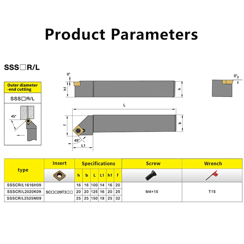 SSSCR1212 SSSCR1616 SSSCR2020 SSSCR2525 SSSCR3232  External Turning Tool SSSCR SSSCL Cutter Bar CNC Lathe Bar Turning Holder