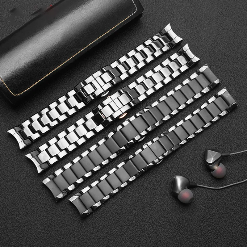 For Armani watch AR1451 AR1452 AR70002 AR1400 AR1410 men\'s strap Ceramic case watchband suit 22mm 24mm Folding buckle wrist band