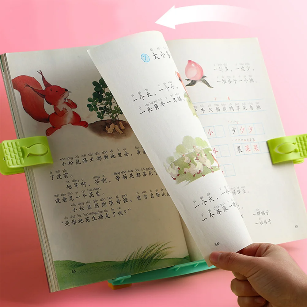 Suporte de livro dobrável suporte de leitura de plástico ajustável para estudantes suporte de mesa portátil escola em casa