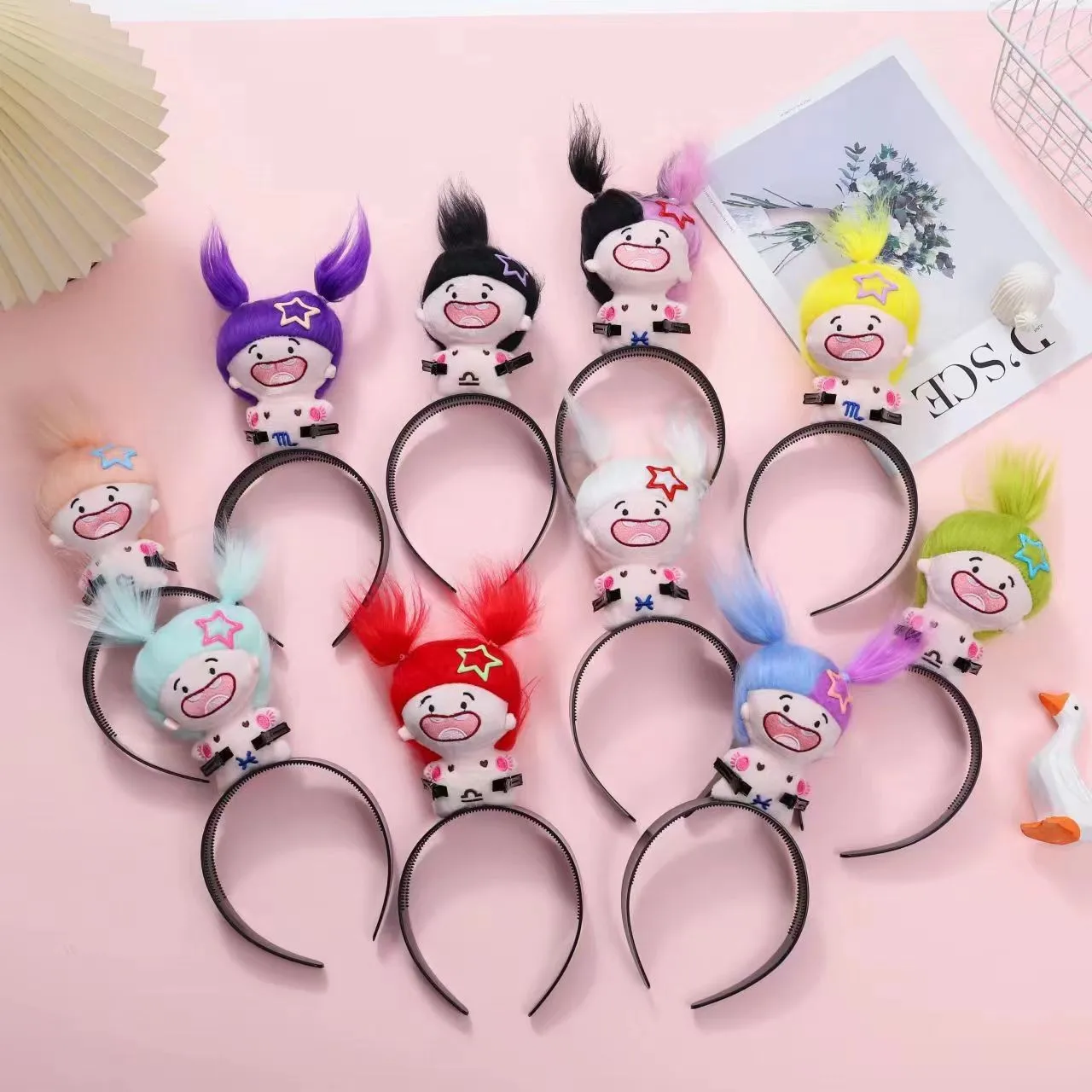 Furry Cartoon Headband Dopamine Ugly Doll Hair Bands for Women Wash Face and Makeup Hair Tie  Cute Daily Hair Accessory