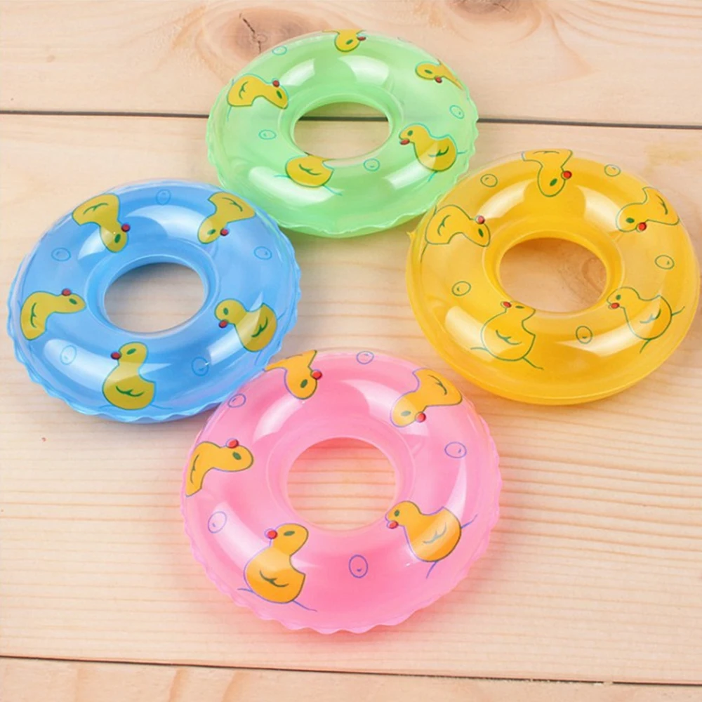 Bambini Mini ciambelle anello da bagno giocattolo da bagno divertimento estivo accessorio per piscina anello galleggiante giocattoli per anatre di gomma bambola giocattolo da bagno gonfiabile