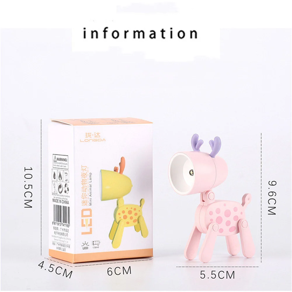 LED Mini Night Light Cute Dog Deer lampade da scrivania pieghevoli ornamento da tavolo luce del libro camera dei bambini comodino camera da letto Decor regali di festa
