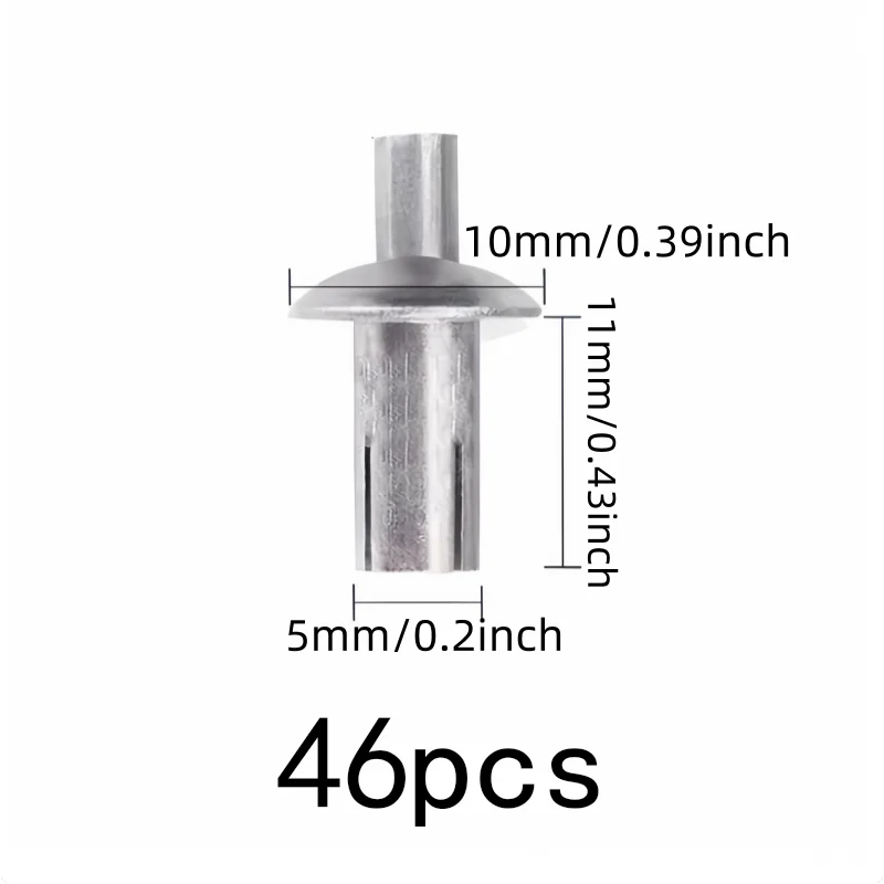46 pcs 5*11mm Blind Hammer Rivets, Expansion Lock Design, Furniture Assembly Home Repair Fixing, Practical