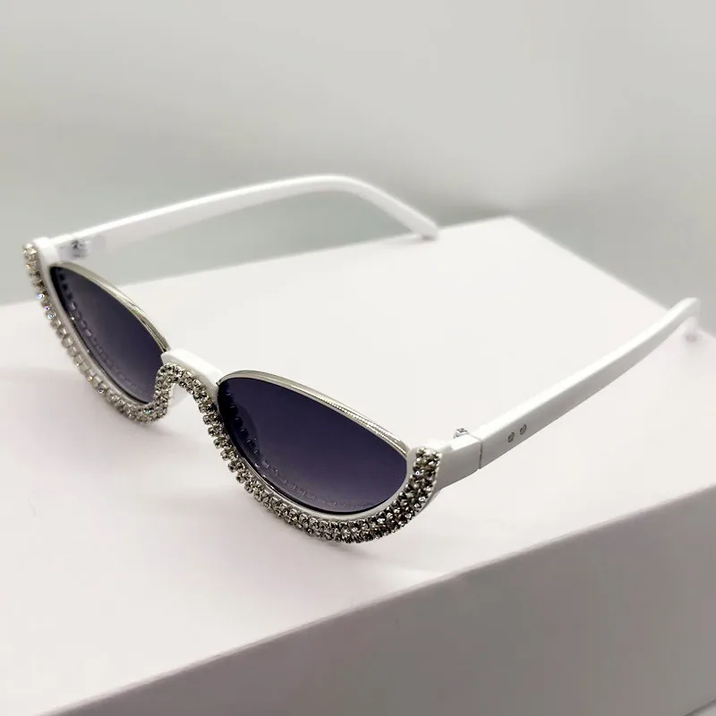 OEC CPO Neue Diamant-Halbrahmen-Sonnenbrille für Damen Vintage-Shades Kleine Strass-Sonnenbrille Weibliche Punk UV400 Brillen – Detail 9
