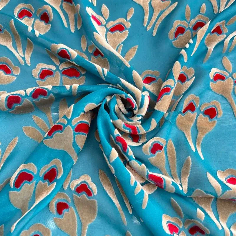 Silk multicolored velvet brocade and embossed fabric light luxury Chinese-style women's cheongsam