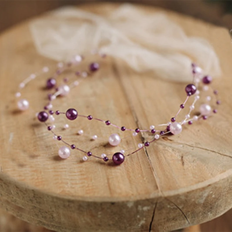 Newborn Photography Props Toddler Girls Pearl Headband Baby Photoshoots Posing Photo Tieback Princess Hair Accessories