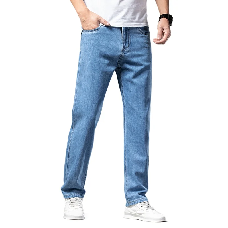 

Мужские тонкие джинсовые брюки из 100% хлопка, новые, весна-лето, дышащие, для делового повседневного стиля, модные, уличные, городские, для поездок на работу