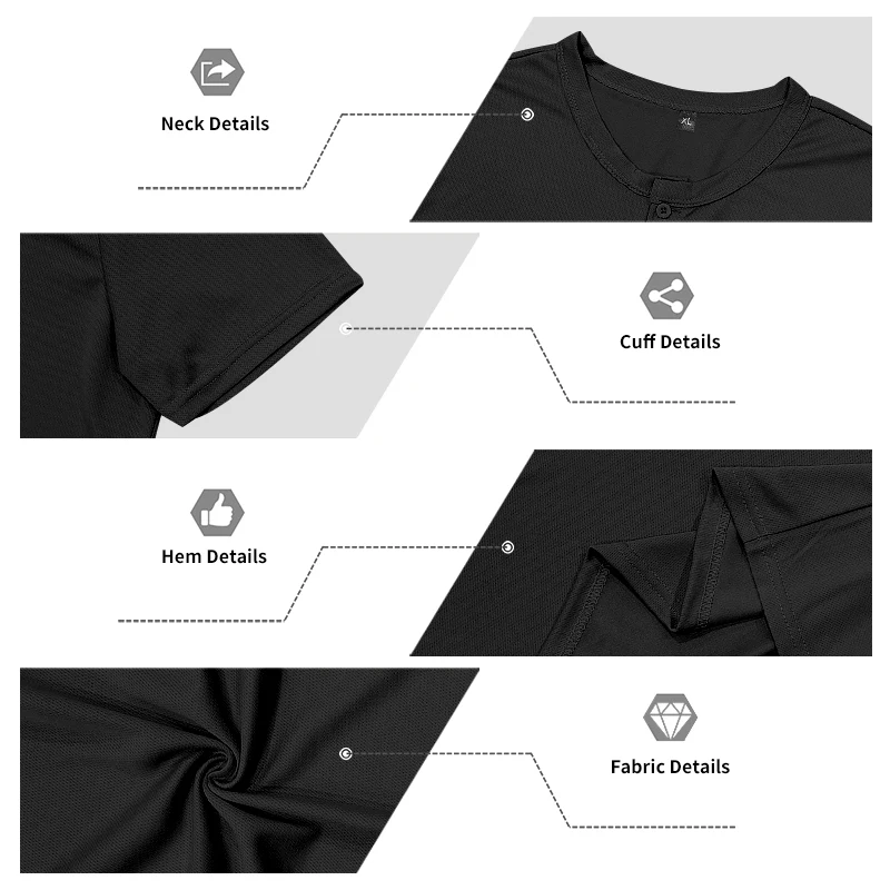 Herren Schnelltrocknendes Eyelet Henry Kurzarm-T-Shirt, Einfarbig mit Rundhalsausschnitt, Sommer Casual Slim Fit Muskel-Gym-Top, 1 Stück – Detail 26