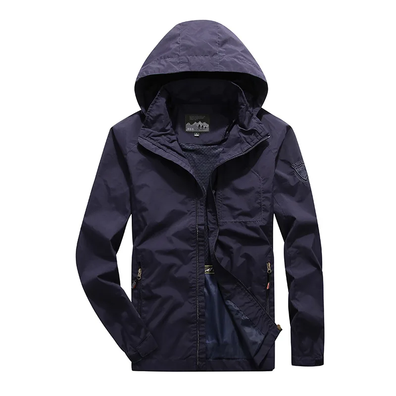 Streetwear Tops Men Zipper Hooded Parka Outdoor Camping Jacket Sun Waterproof Jacket Casual Sports Style Spring And Autumn 2024