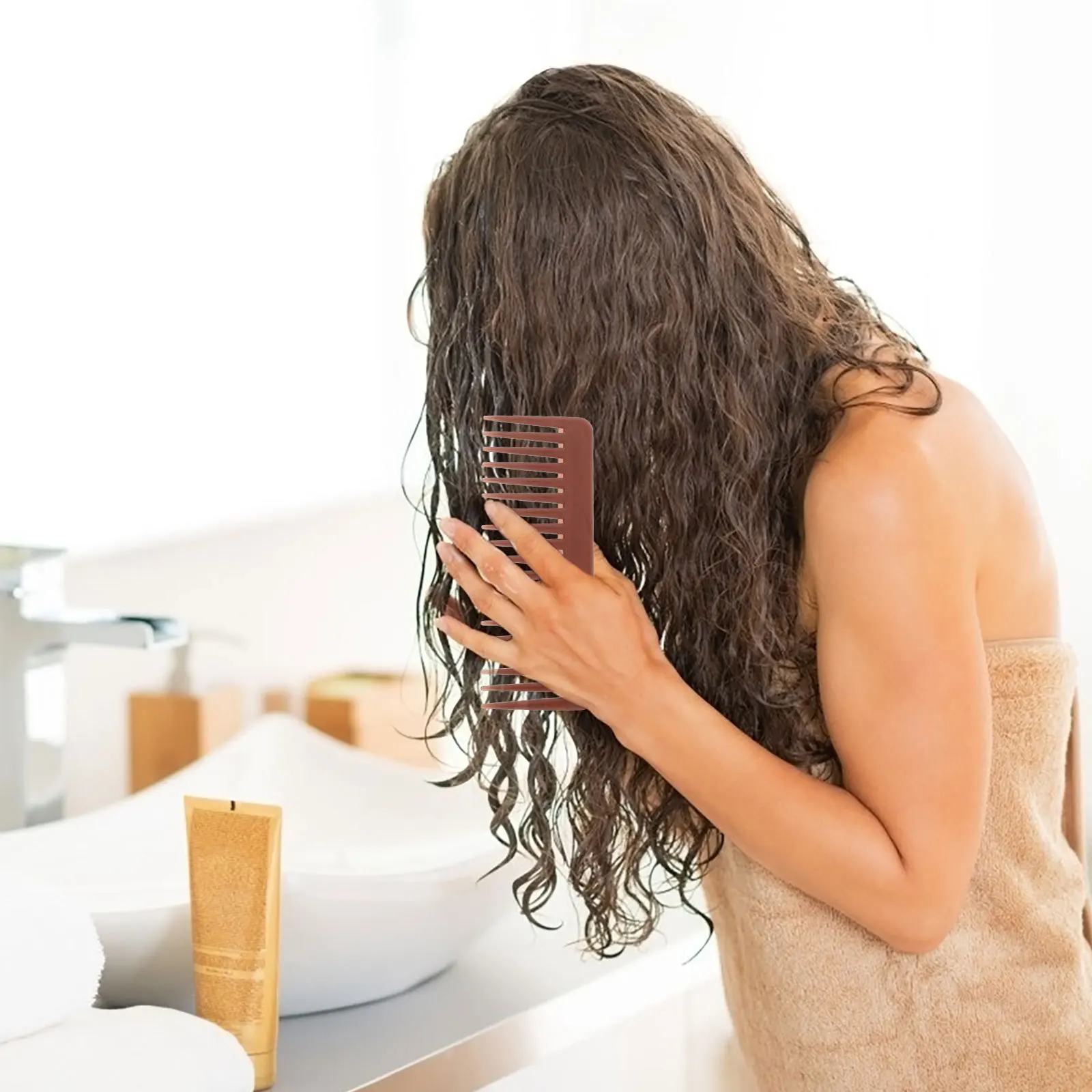 

2pcs Wide Tooth Comb Plastic Detangling Hair Combs Lightweight For Scalp Stimulation Travel Hair Brush Styling Barber Salon