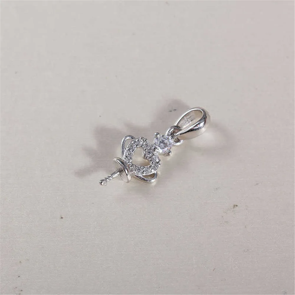 S925 Sterling Silver Pearl Pendant Setting, DIY Empty Bezel Cup Jewelry Supplies for Craft Making, Hollow Prong Pendant Findings