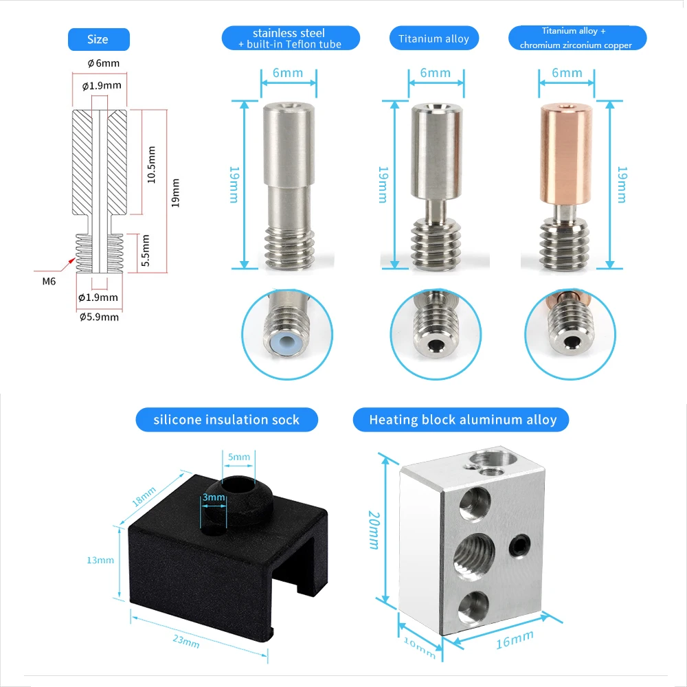 Ender-3 S1 هوتيل عدة ثنائية المعادن هيتبريك ثلاثية الأبعاد أجزاء الطابعة سبرايت الطارد Ender3 S1 ثنائي المعدن الحلق لرأس الطباعة أندر 3 S1