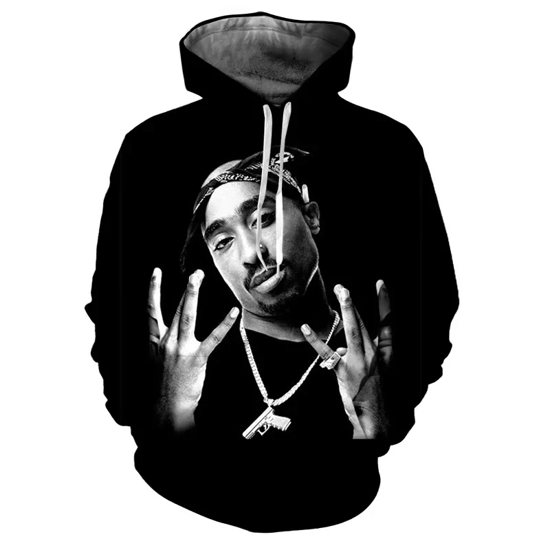 Autumn Hip Hop Rapper Tupac 3D Print Hoodies Men Women Fashion Casual Sweatshirts Oversized Hoodie Pullovers Tracksuit Clothing