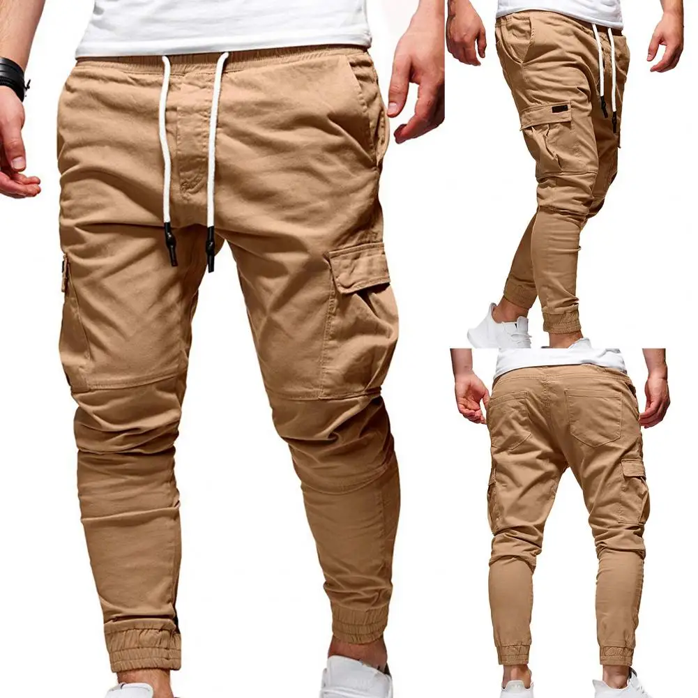 Fashion Trousers Pants Men Pants Solid Color Solid Color Multi Pockets Pants  Slim