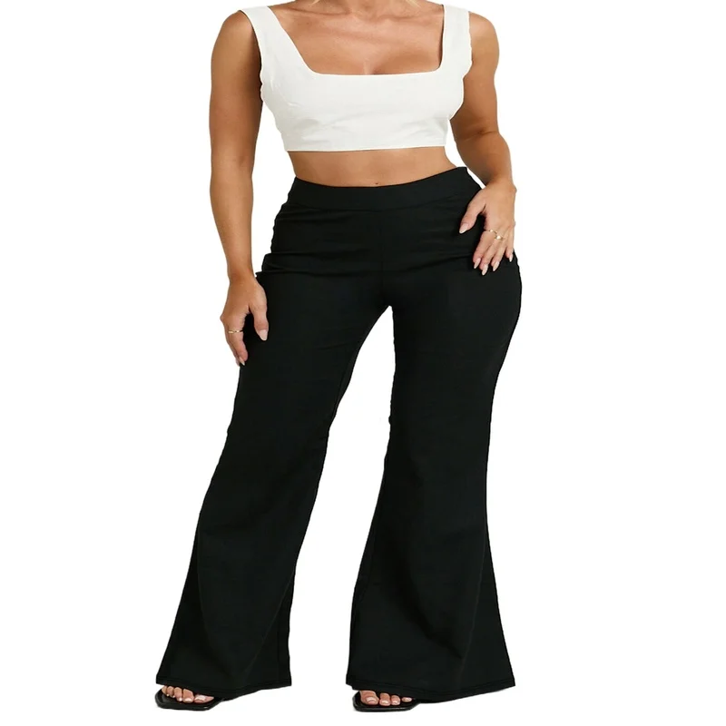 

2026 Plus Size Regular Waist Straight Leg Slim Fit Trousers for Women