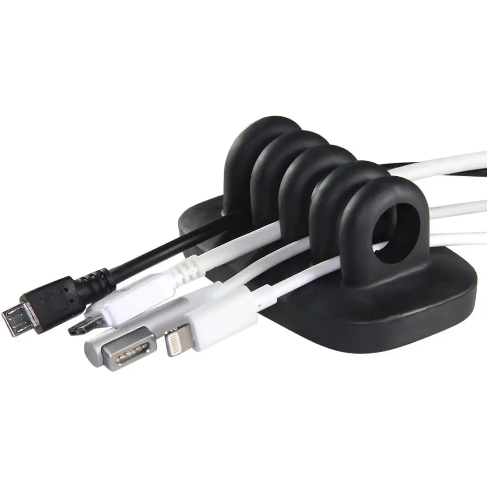 

Weighted Desktop Cable Organizer, No Bad Smell, Bundled with 4 Reusable Cable Ties (Black)