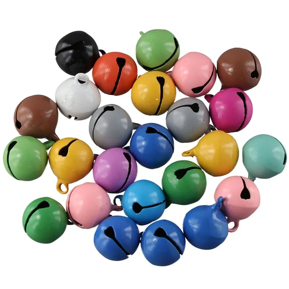 

100pcs 14mm in Diameter Jingle Bells Mini Bells Mixed Colors Pet Bells Iron Metal Mini Bell Sewing, Wedding