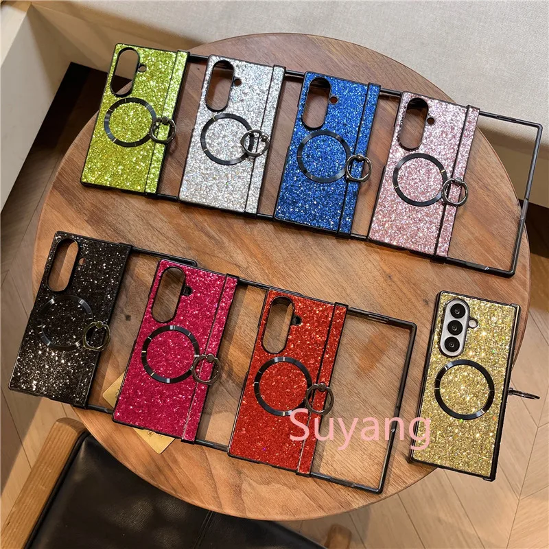 For Samsung Z Fold 8 Ultra Finger Ring Shimmering Case For Galaxy ZFold8 ZFold7 ZFold6 ZFold5 Fold4 Fold3 for Magsafe Hard Shell