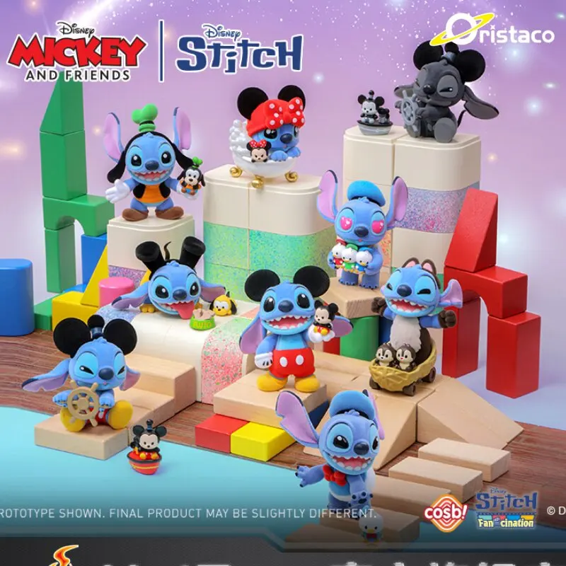 Caja Sorpresa Original de la Serie Stitch Mania: Muñeco Coleccionable de Mickey y Amigos, Figura de Dibujos Animados, Adorno, Regalo