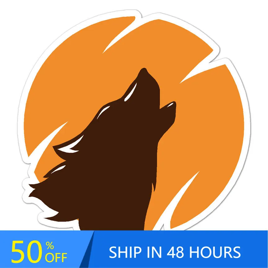 Wolf Howl At Moon, Funny Boat Car Window Camper Van Waterproof Vinyl Decal Decoration Trendy Aesthetic Retro Cool