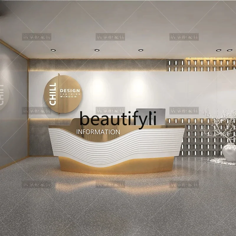 

Bar checkout page Simple modern clothing store Barber shop Light luxury front desk Reception desk6005