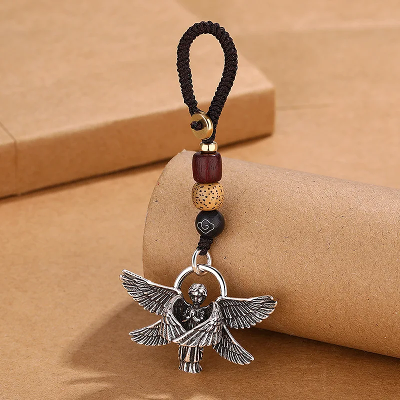 

1PC Trendy Hip Hop Retro Six Winged Angel Keychain with Cool Charm, Decorative Accessory for Keys,Bags & Backpacks Gift