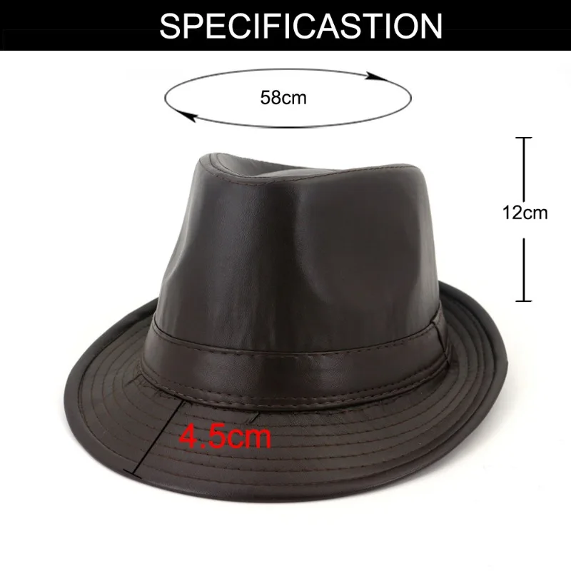 British Top Jazz Hat Minimalist PU Leather Gentleman Hats Men\'s and Women\'s Couple Hat Fedoras Party Wedding Cap Father Hat Gift