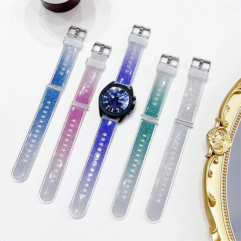 Shiny Transparent strap For Samsung Galaxy watch 7-5-pro-6-4-classic 40mm 44mm 20mm/22mm bracelet Huawei GT 4/3/2/2e/pro band