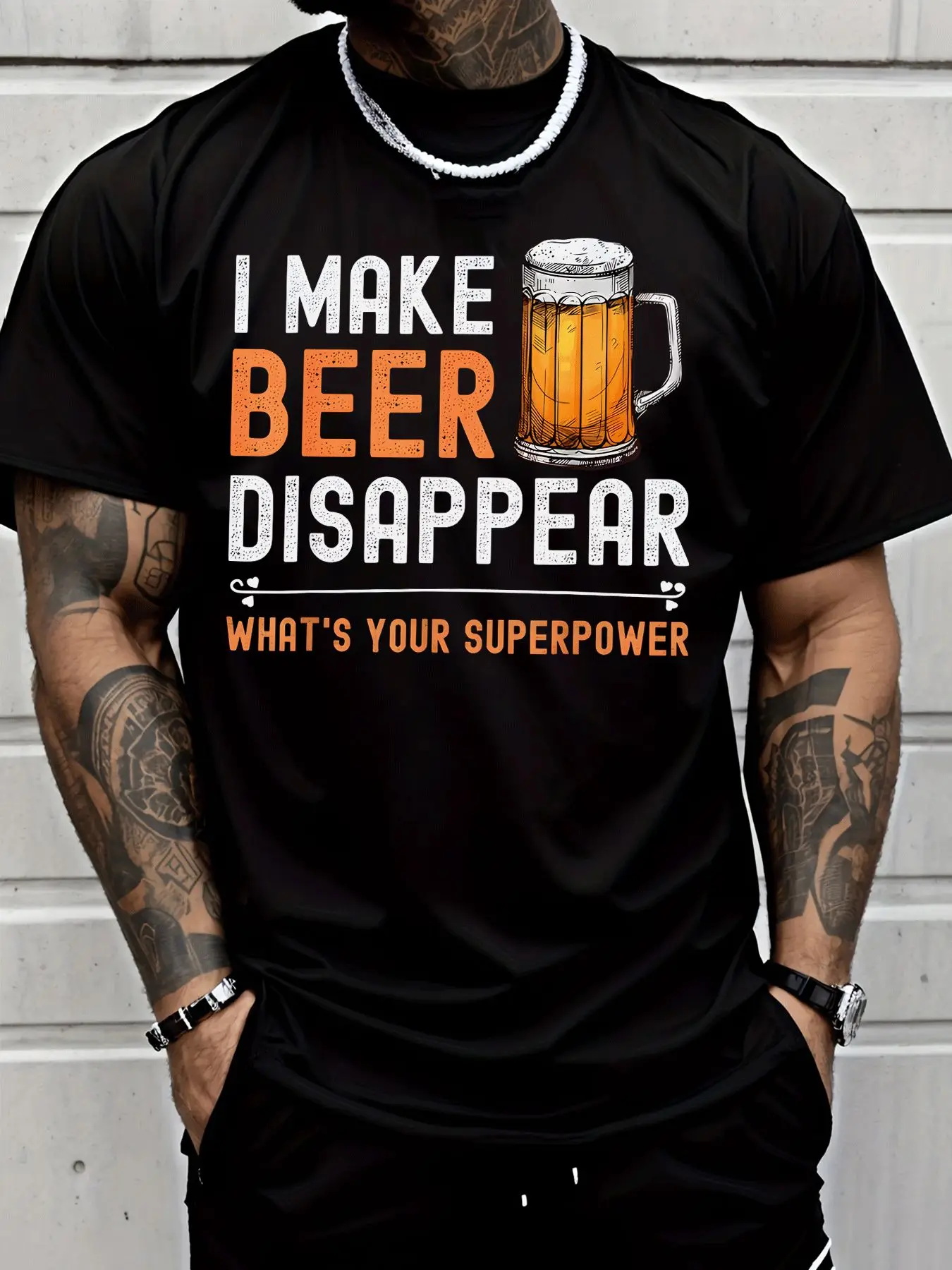 I Make Beer Disappear T-Shirt Summer Men's Tracksuit Short Sleeve Pullover Top Breathable Sportswear Harajuku Fashion Streetwear