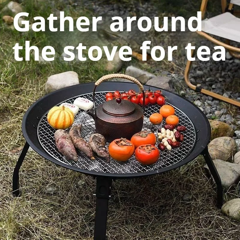 Convenient Barbecue Heating Stove Relaxing Courtyard Bonfire Round Charcoal Brazier Multifunctional Outdoor Camping Supplies