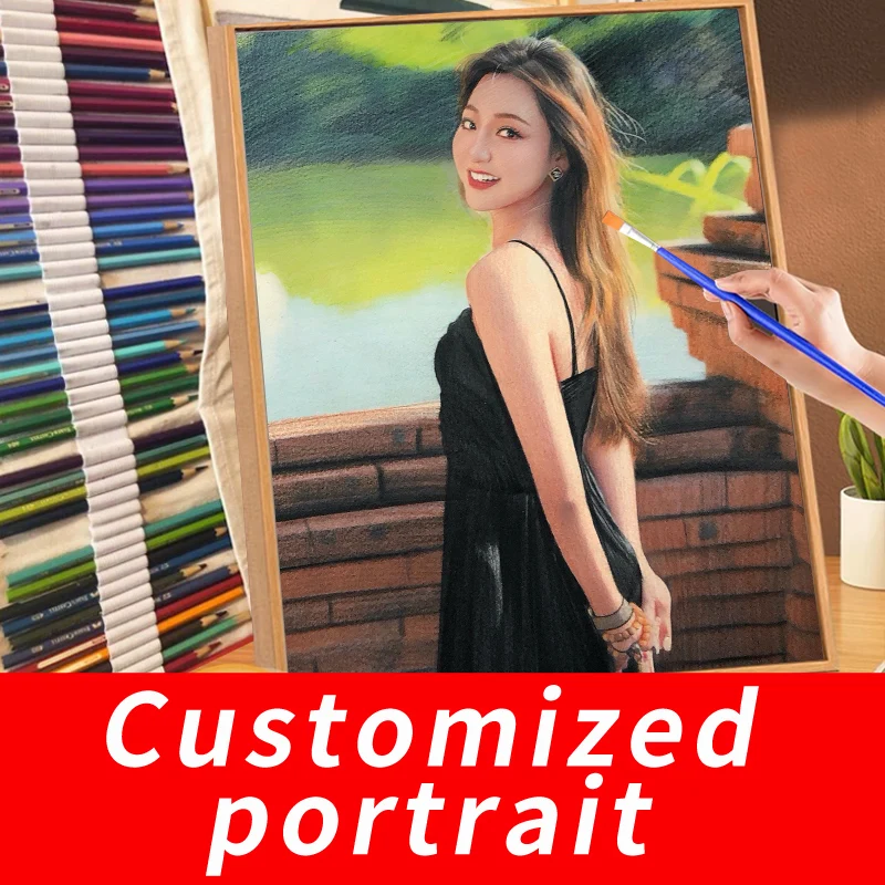 

Hand-painted Customized Artwork with Frame DIY 1:1 Sketch Color Painting Sketch Art Painting Decoration Gift Oil PaintingInteres