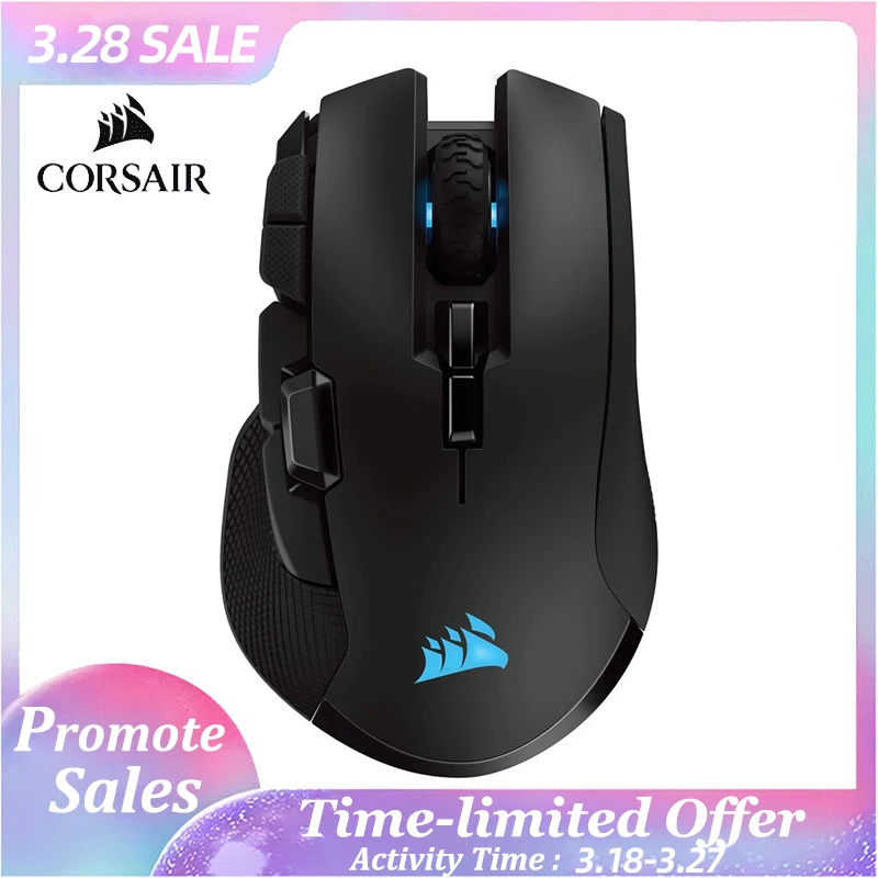 Corsair Ironclaw Wireless RGB - FPS and MOBA Gaming Mouse - 18,000 DPI Optical Sensor - Sub-1 ms SLIPSTREAM Wireless