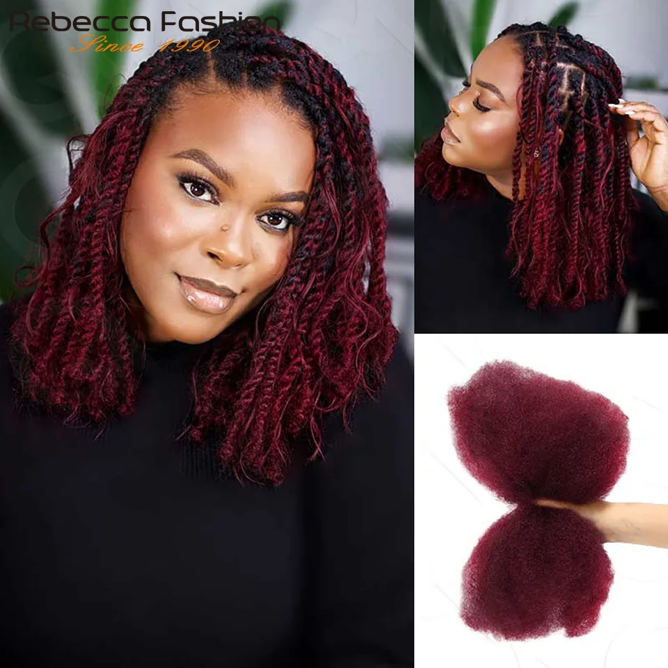 Highlight Afro Kinky Bulk Hair No Attachment Rebecca Afro Curly Bulk Human Hair Virgin Remy Dreadlock 50G/Pack Highlight Braids image 3