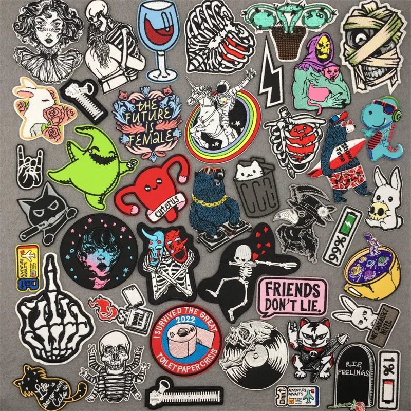 Anime Embroidered Patches for Clothing DIY Stickers Clothes Patches Sewing Ironing Patches Punk Cartoon Jacket Jeans Appliques